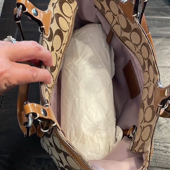 Coach Tan/Brown Canvas Satchel - Picture 4 of 11